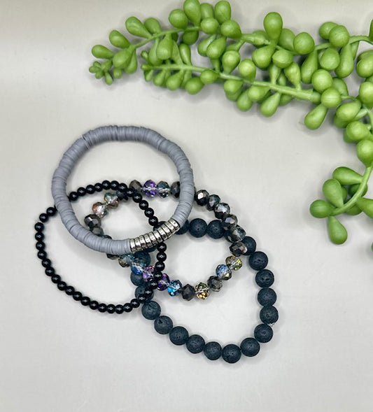 Dark Stone 4pc Adult Bracelet Stack