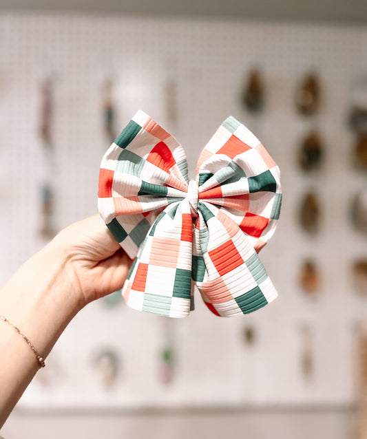 Holiday Check Sailor Bow