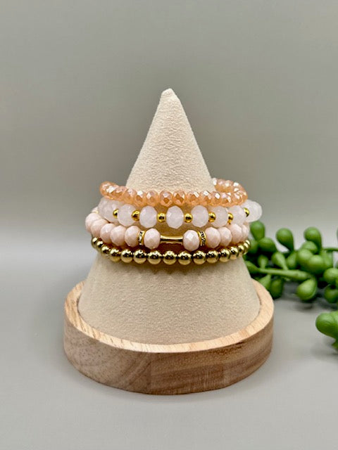 Blush X Peach 4pc Adult Bracelet Stack