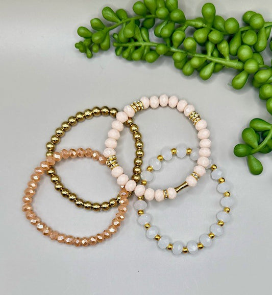 Blush X Peach 4pc Adult Bracelet Stack