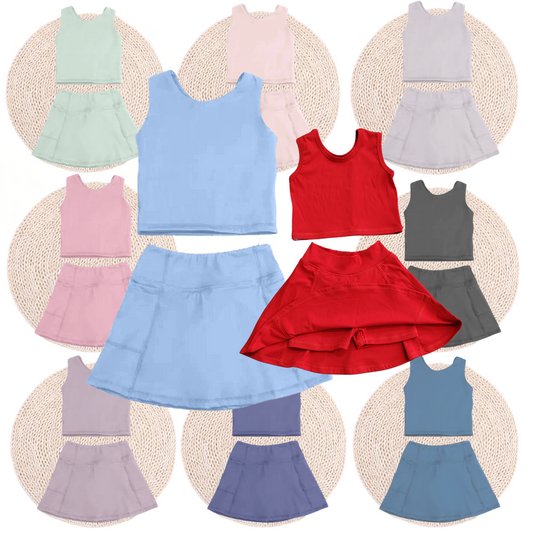 Girls Yoga Skort Set (10 colors) - Preorder