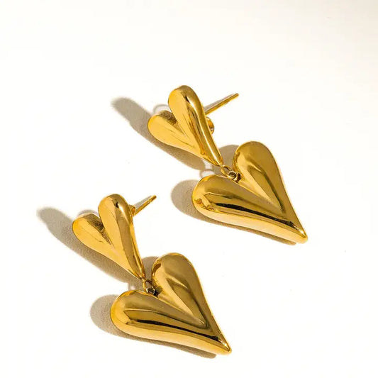 Adeline 18K Gold Non-Tarnish Layered Heart Earring - preorder