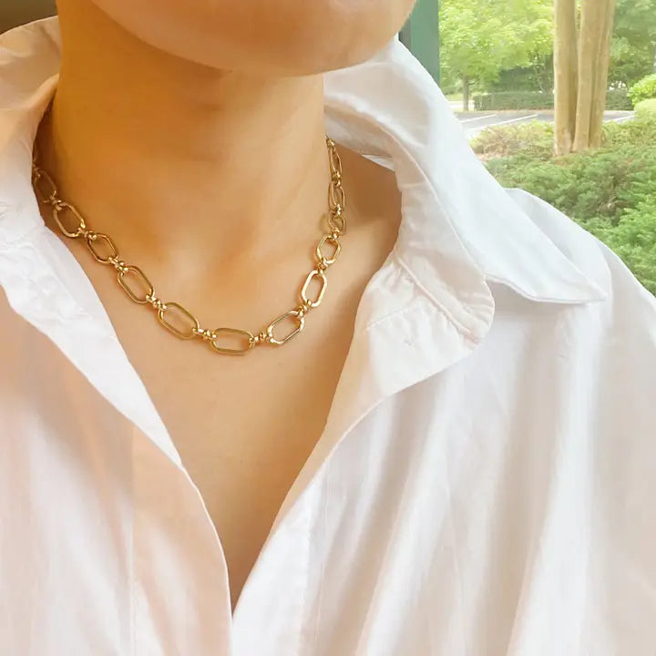 Amber Boxy Chain Necklace - preorder
