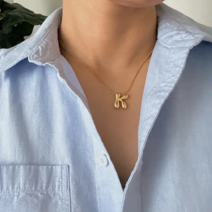 Balloon Letter Initial Necklace - preorder