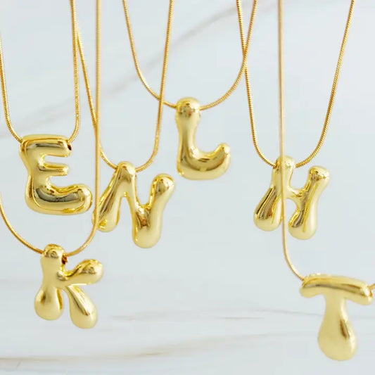 Balloon Letter Initial Necklace - preorder
