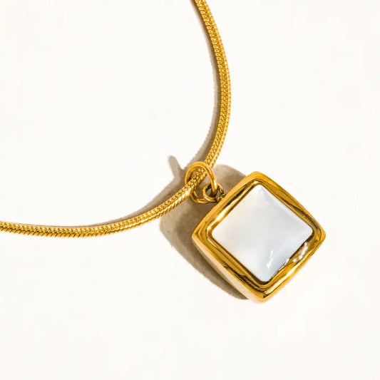 Berenice 18K Gold Non-Tarnish Square Shell Necklace - preorder
