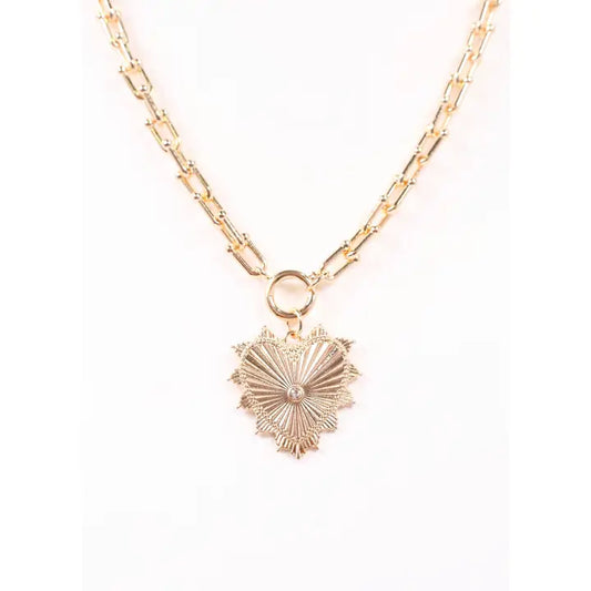 Borders Heart Charm Necklace Gold -preorder