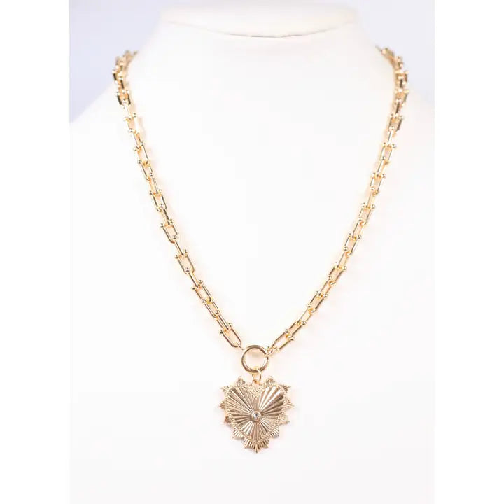 Borders Heart Charm Necklace Gold -preorder