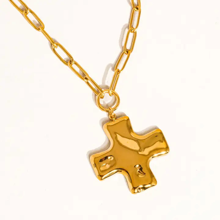 Bari 18K Non-Tarnish Cross Chain Necklace - preorder