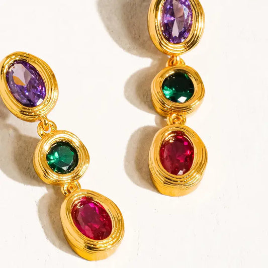 Brunwyn 18K Gold Multi Stone Cz Drop Earring