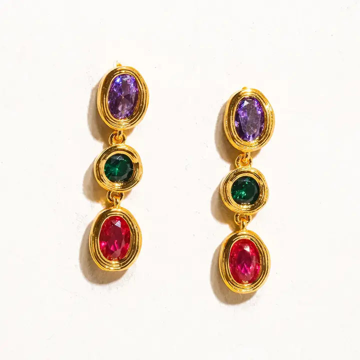 Brunwyn 18K Gold Multi Stone Cz Drop Earring
