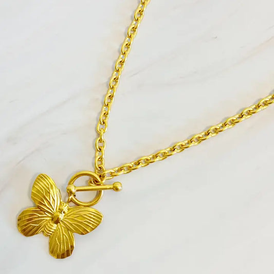 Vintage Butterfly Solo Toggle Necklace
