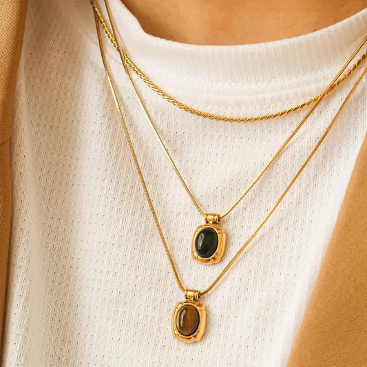 Dax 18K Gold Non-Tarnish Natural Stone Necklace - preorder