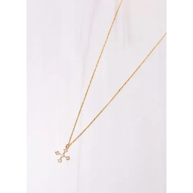 Eleanor Cz Cross Necklace Gold - preorder