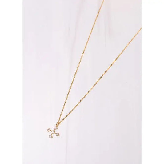 Eleanor Cz Cross Necklace Gold - preorder