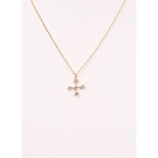 Eleanor Cz Cross Necklace Gold - preorder