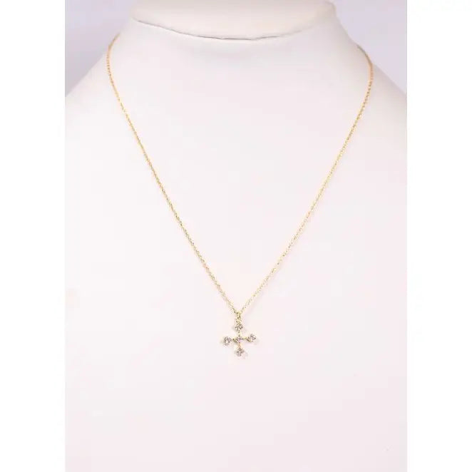 Eleanor Cz Cross Necklace Gold - preorder