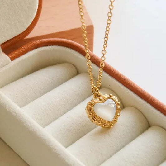 Josie Gold Non-Tarnish Vintage Heart Pendant Necklace - preorder