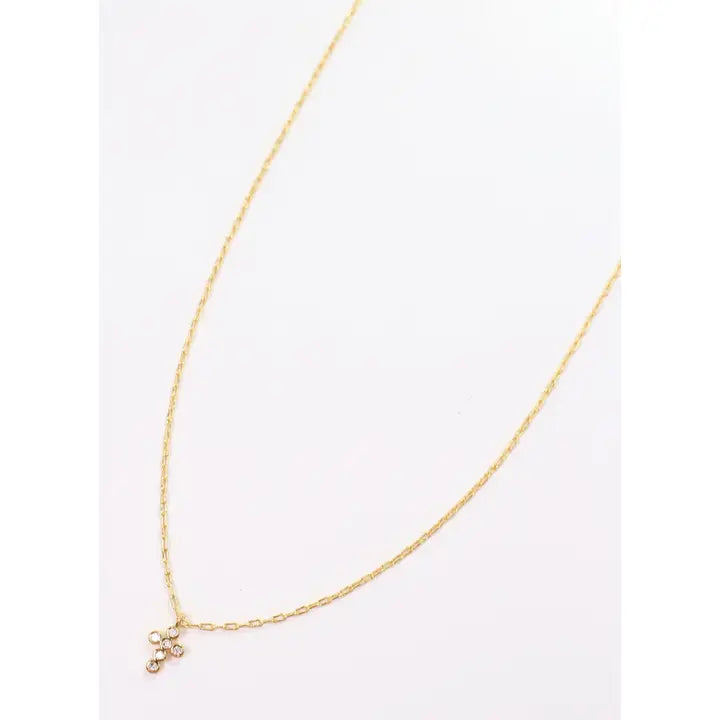 Mathew Cz Cross Necklace Gold - preorder