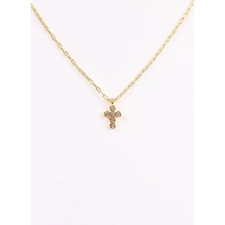 Mathew Cz Cross Necklace Gold - preorder