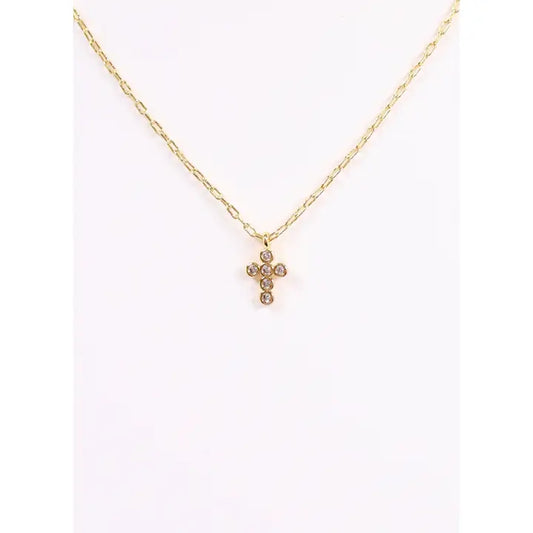 Mathew Cz Cross Necklace Gold - preorder