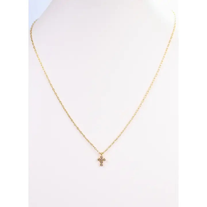 Mathew Cz Cross Necklace Gold - preorder