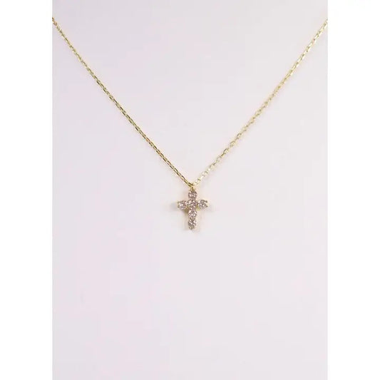 Pontiac Cz Cross Necklace Gold - preorder
