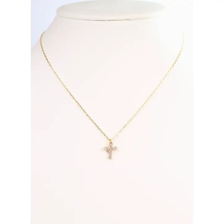 Pontiac Cz Cross Necklace Gold - preorder