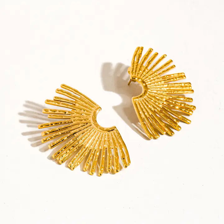 Bisous 18K Gold Non-Tarnish Sunburst Earring