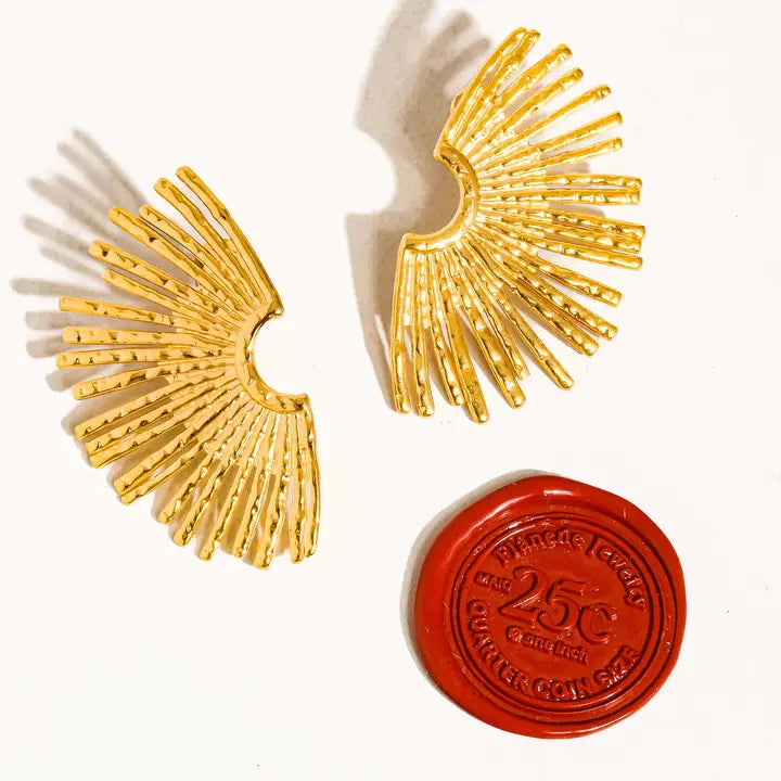Bisous 18K Gold Non-Tarnish Sunburst Earring