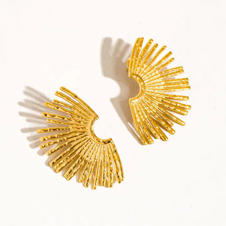 Bisous 18K Gold Non-Tarnish Sunburst Earring