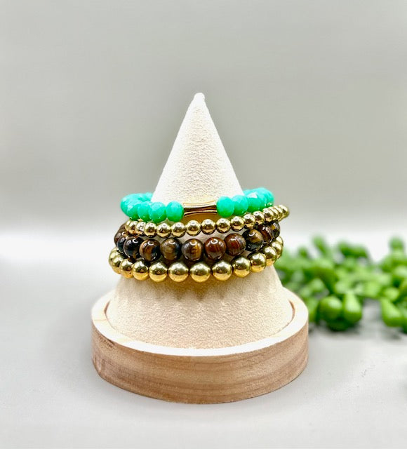 Tiger's Eye & Turquoise Adult Bracelet Stack