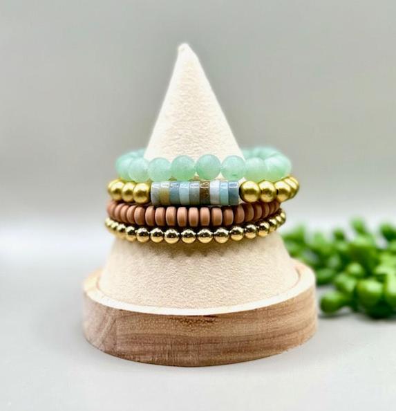 Amazonite & Jade Adult Bracelet Stack