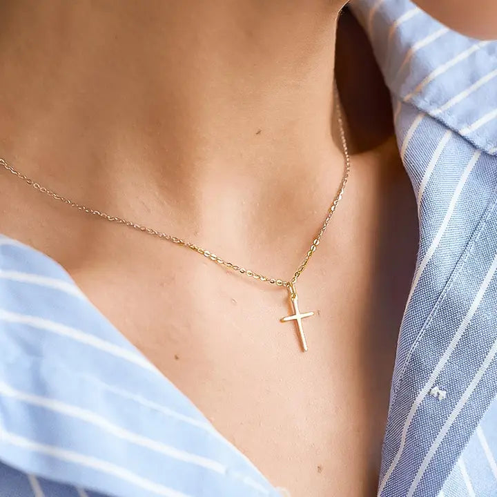 Tirza 18K Gold Non-Tarnish Small Cross Necklace - preorder