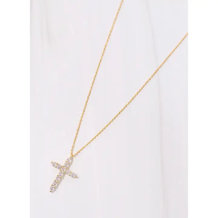 Valencourt Cz Cross Necklace Gold - preorder