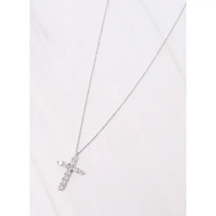 Valencourt Cz Cross Necklace Silver - preorder