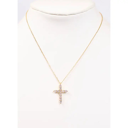 Valencourt Cz Cross Necklace Gold - preorder