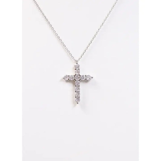 Valencourt Cz Cross Necklace Silver - preorder