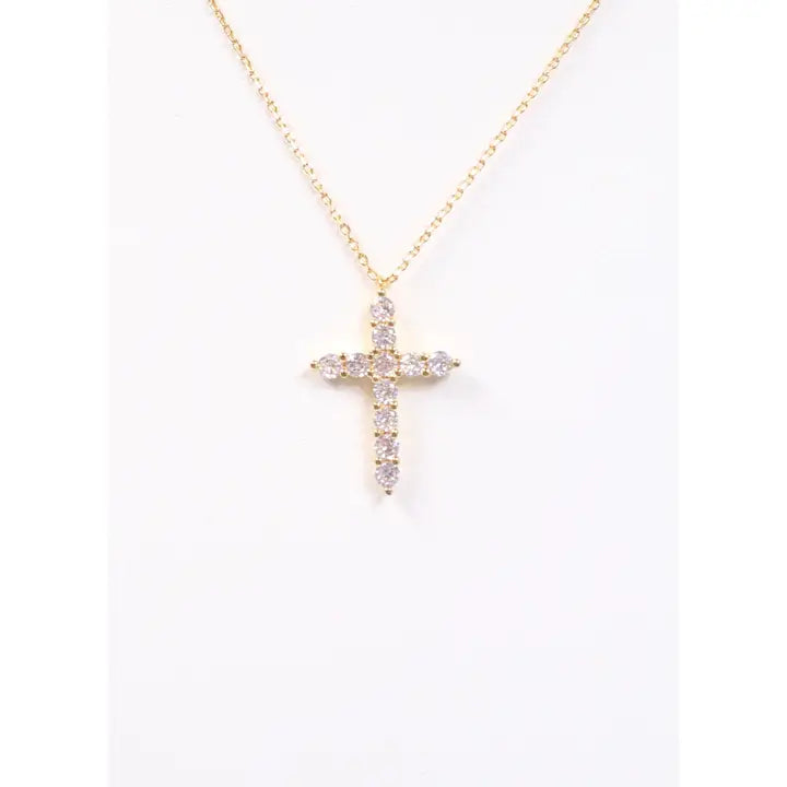 Valencourt Cz Cross Necklace Gold - preorder