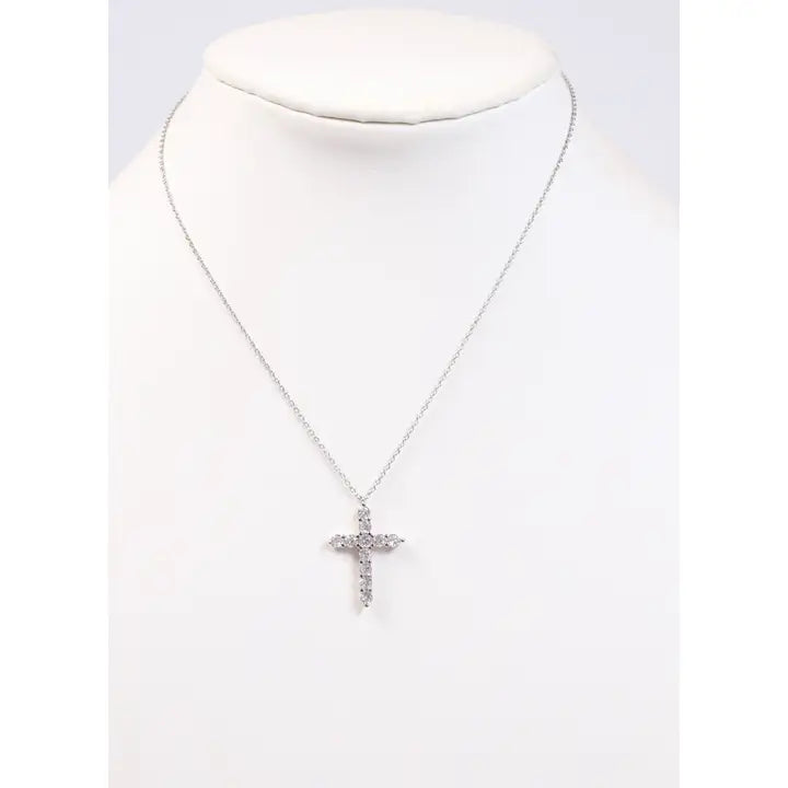 Valencourt Cz Cross Necklace Silver - preorder