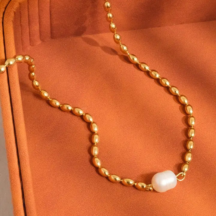 Vigne 18K Gold Non-Tarnish Pearl Ball Chain Necklace