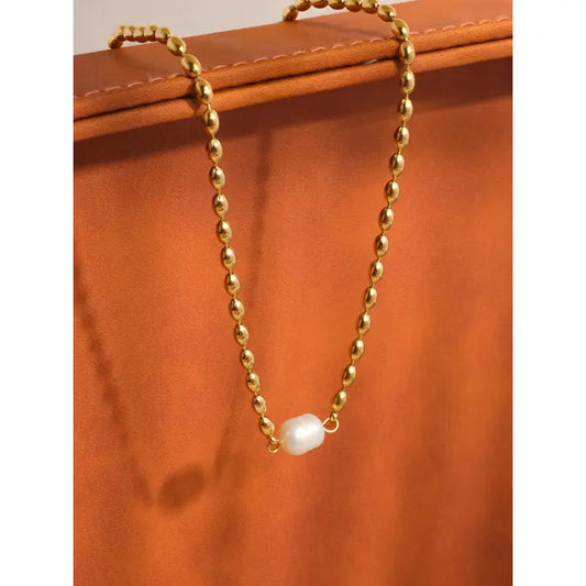 Vigne 18K Gold Non-Tarnish Pearl Ball Chain Necklace