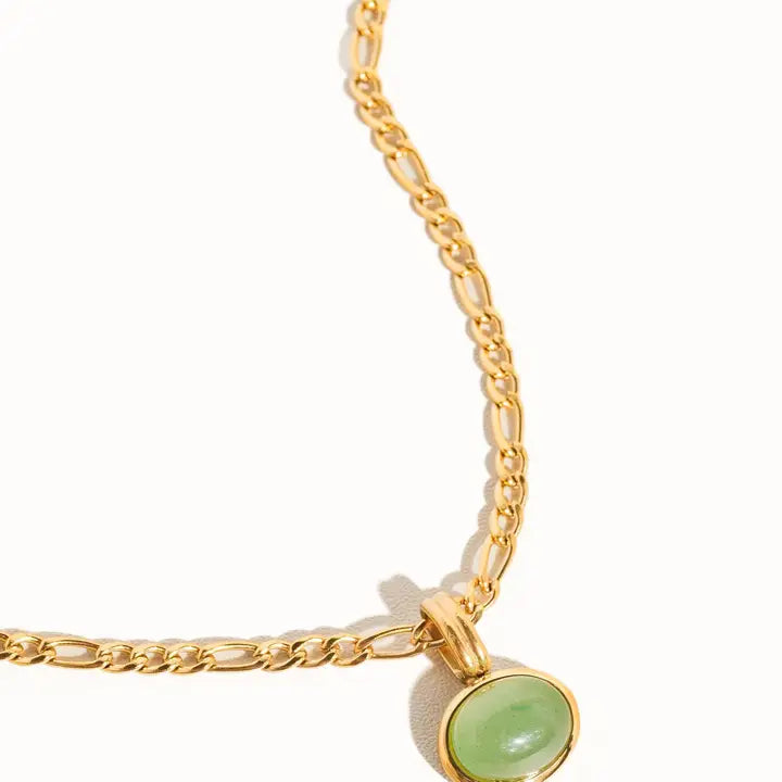 Winslow Non-Tarnish Green Stone Pendant Chain Necklace - preorder