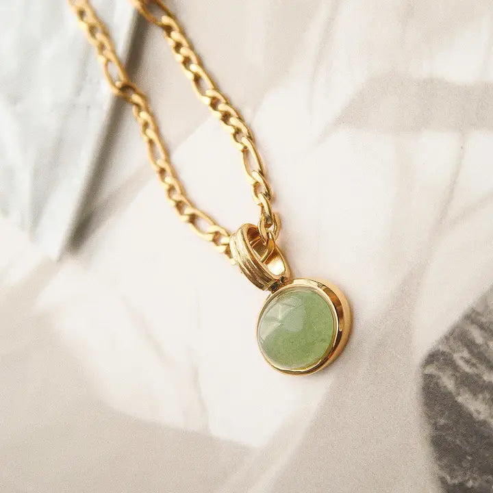 Winslow Non-Tarnish Green Stone Pendant Chain Necklace - preorder