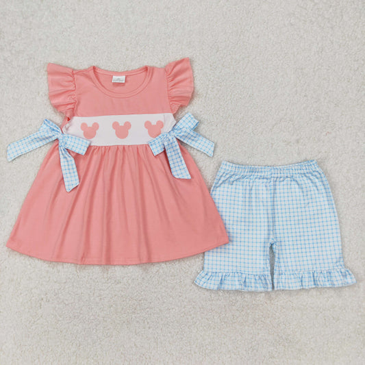 Pink/Blue Mouse Girls Short Set - Preorder