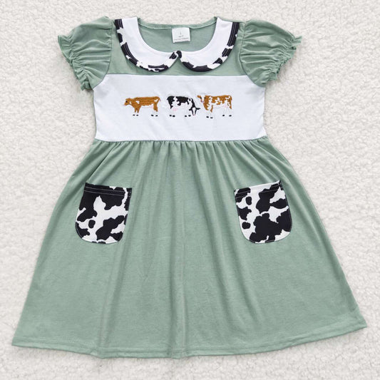 Cows Embroidered Girls Dress - Preorder