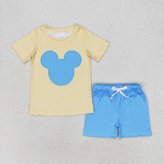 Blue/Yellow Boys Mouse Short Set - Preorder