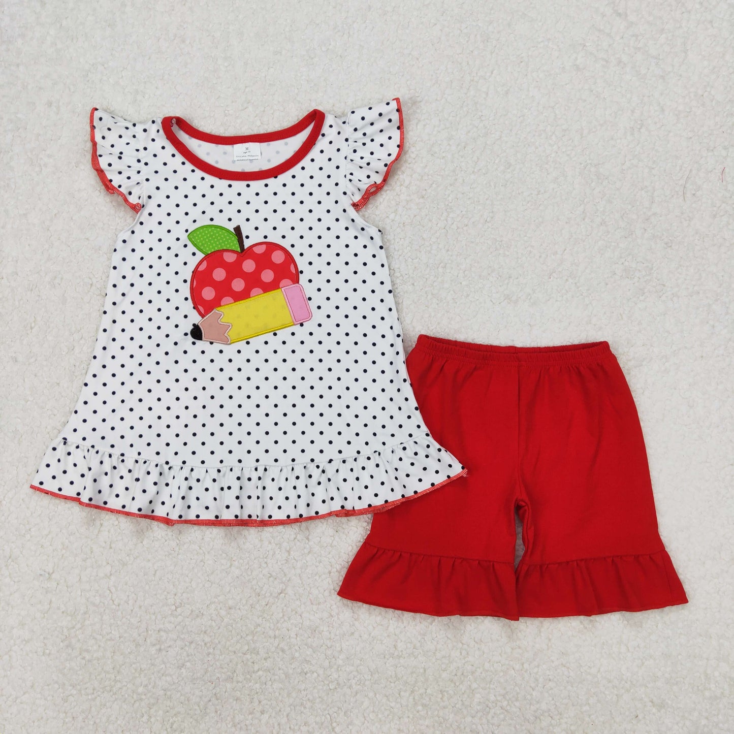 BTS Apple Polka Dot Embroidered Girls Shorts Set - Preorder