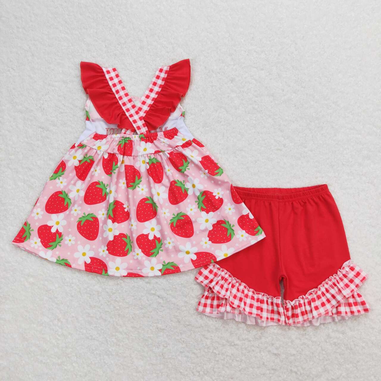 Mama's Girl Embroidered Strawberry Shorts Set - Preorder