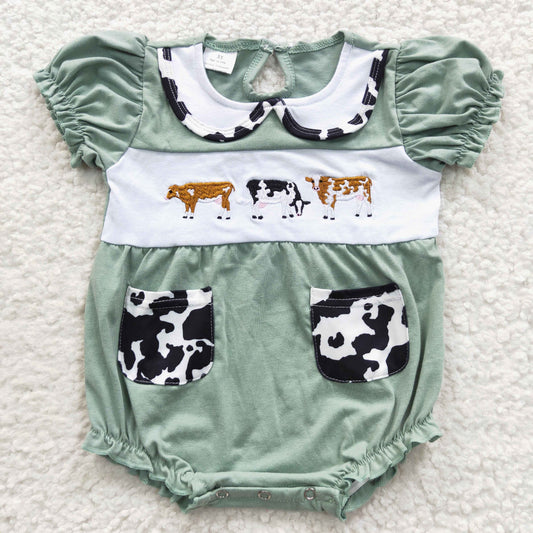 Cows Embroidered Girls Bubble - Preorder